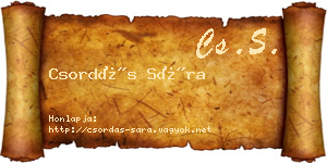 Csordás Sára névjegykártya